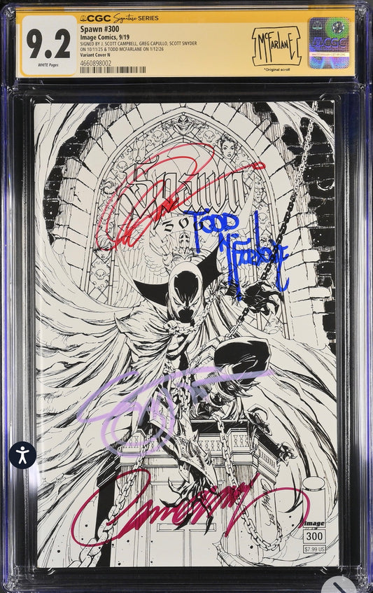 Spawn #300 CGC SS 9.2 (Image, 2019) Signed By Scott Snyder, J Scott Campbell, Greg Capullo & Todd McFarlane (Cover N)