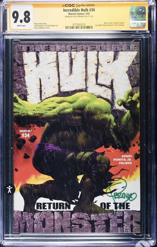 Incredible Hulk #34 CGC SS 9.8 Signed By Jim Steranko (Marvel, 2002)