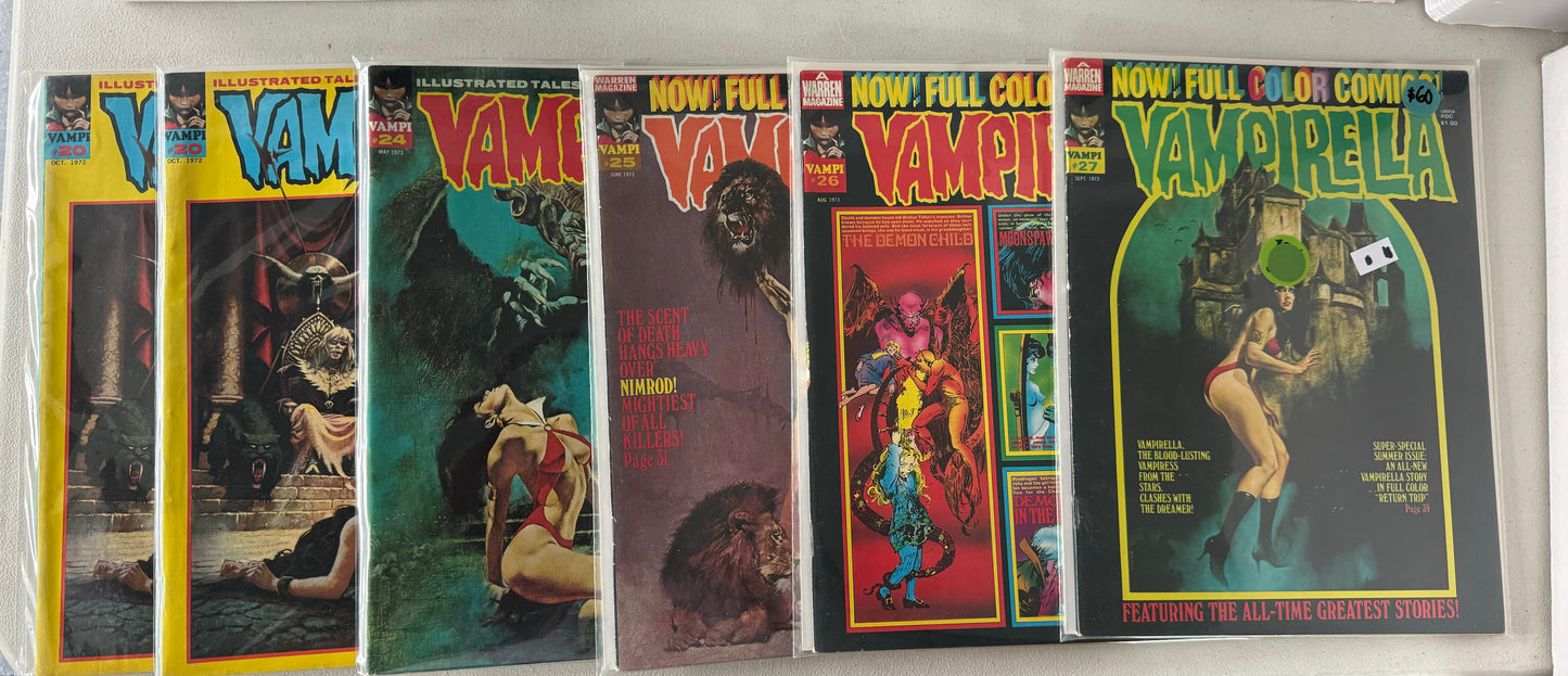 Vampirella (Warren,1969) Lot Of 28 Issues (3-6,8-17,20,24-29,32,34,58,67,Mag)