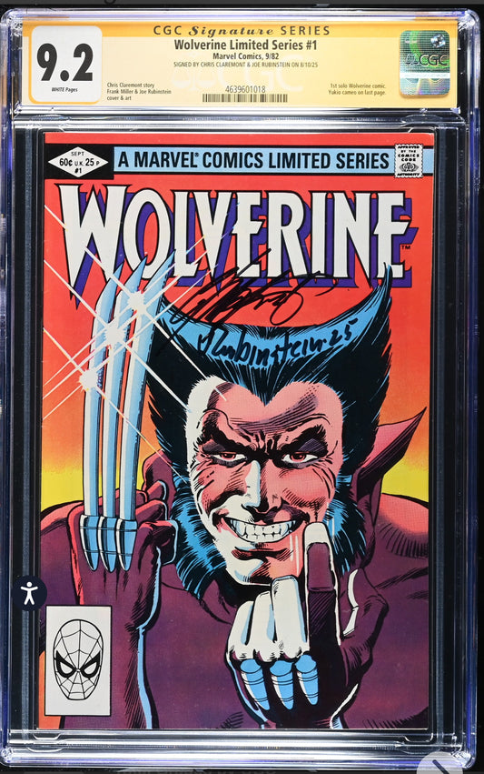 Wolverine Limited Series #1 CGC SS 9.2 (Marvel, 1982) Signed by Chris Claremont & Joe Rubinstein