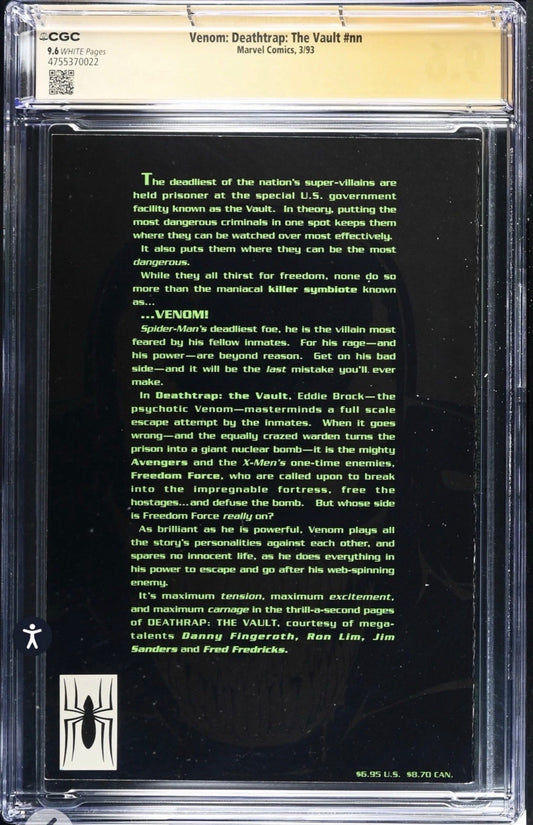 Venom: Death Trap: The Vault #nn CGC SS 9.6 Signed By Danny Fingeroth (Marvel, 1993)