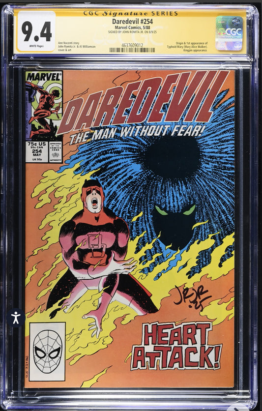 Daredevil #254 CGC SS 9.4 (Marvel, 1988) Signed by John Romita Jr. (1st App of Typhoid Mary)