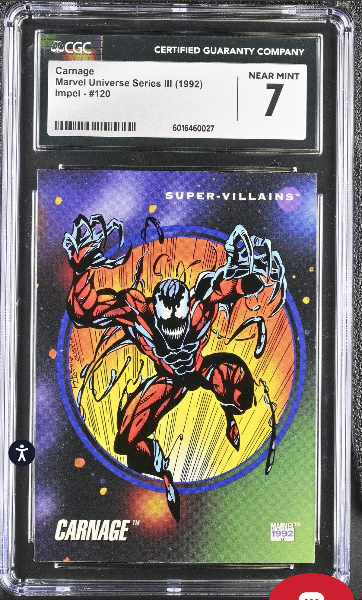 1992 Marvel Universe Carnage #120 CGC 7 Near Mint Card Impel