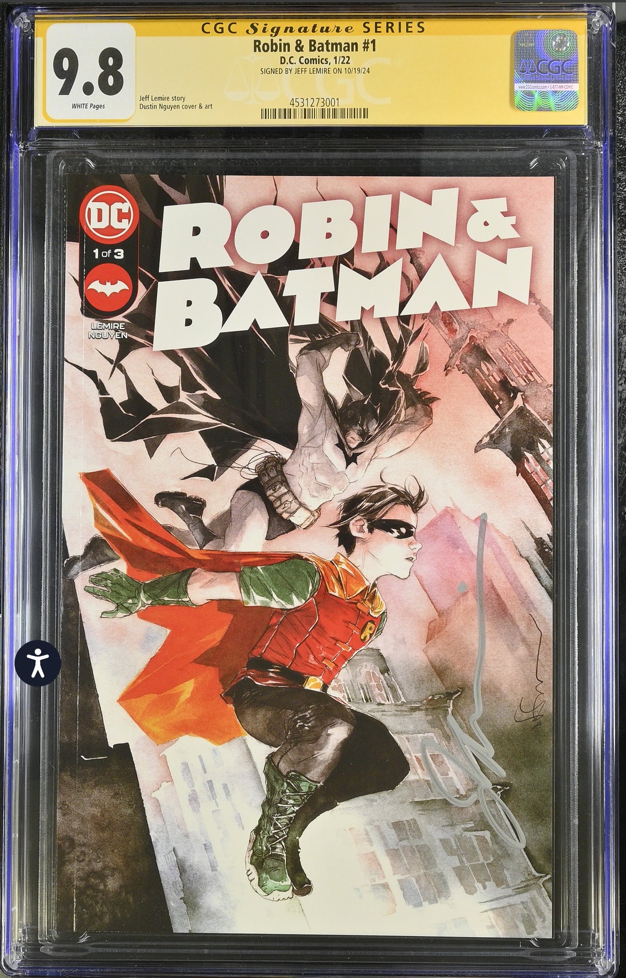 Robin & Batman #1 CGC SS 9.8 (DC, 2022) Nguyen Variant Signed By Jeff Lemire