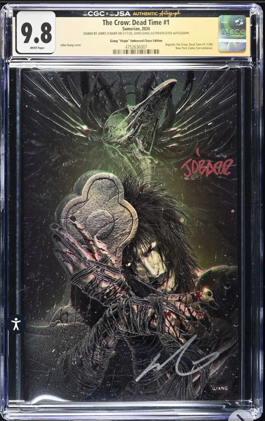 The Crow: Dead Time #1 CGC SS X JSA Signed By James O’Barr & John Giang (Virgin Embossed Chase Edition, Sumerian 2024)
