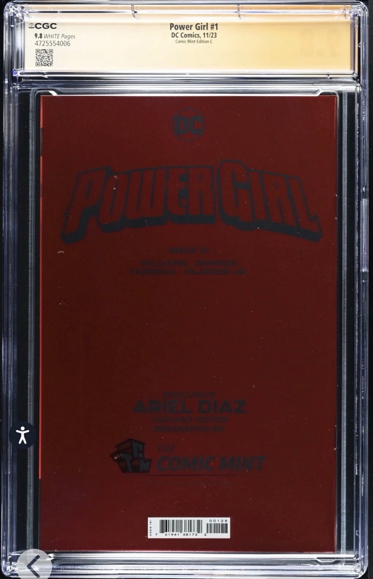 Power Girl #1 CGC SS 9.8 Signed By Ariel Diaz (DC, 2023) NYCC Convention Foil