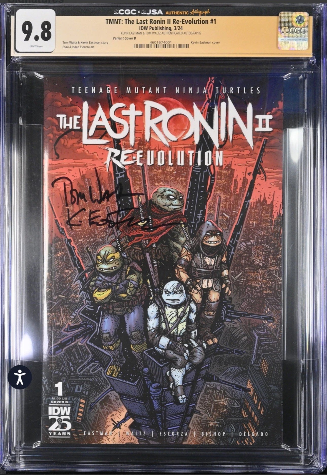 Teenage Mutant Ninja Turtles: The Last Ronin II Re-Evolution #1 CGC X JSA 9.8 (1:500 Thank You Variant signed by Kevin Eastman and Tom Waltz)