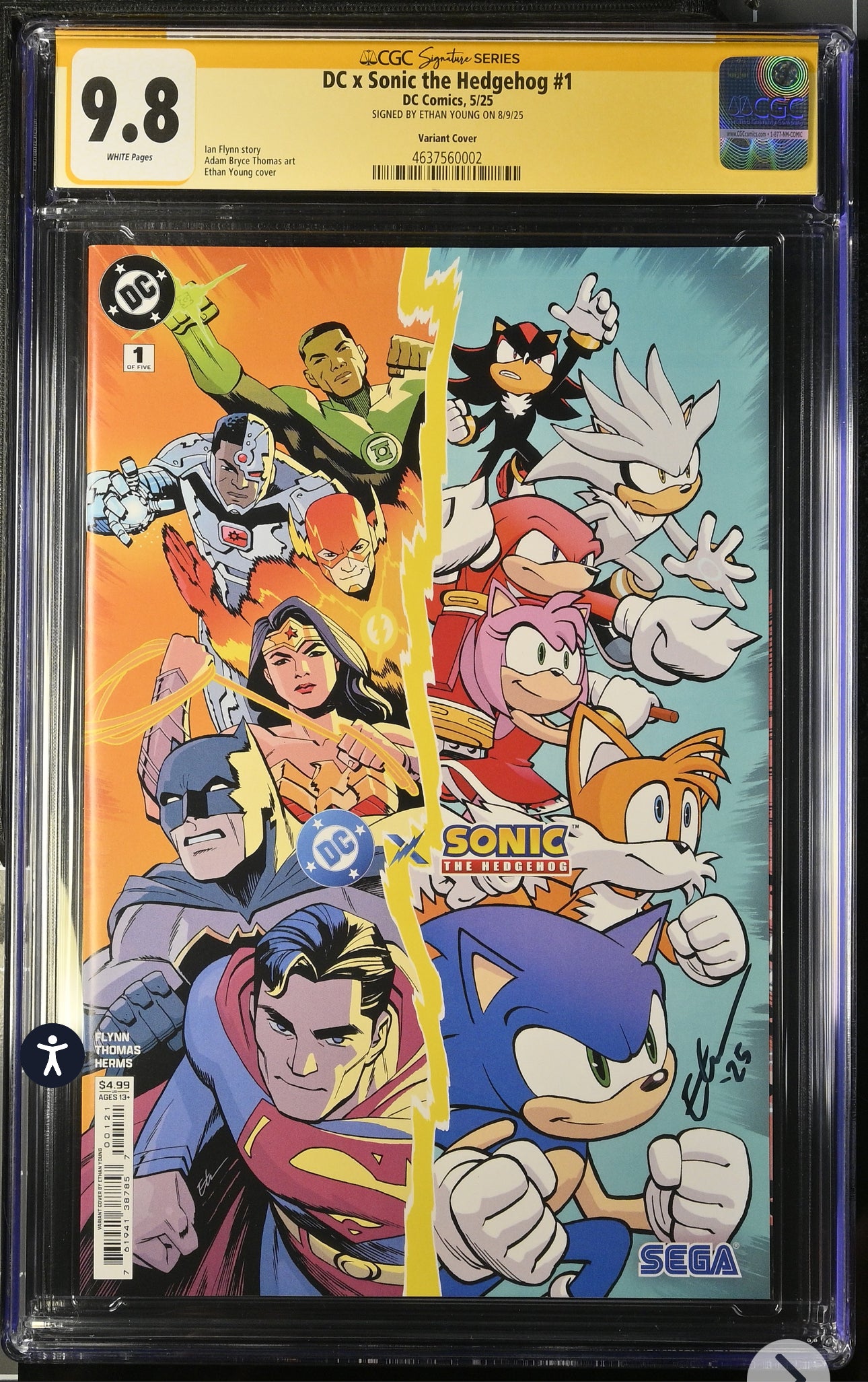 DC x Sonic the Hedgehog #1 CGC SS 9.8 (DC, 2025) Variant Signed by Ethan Young