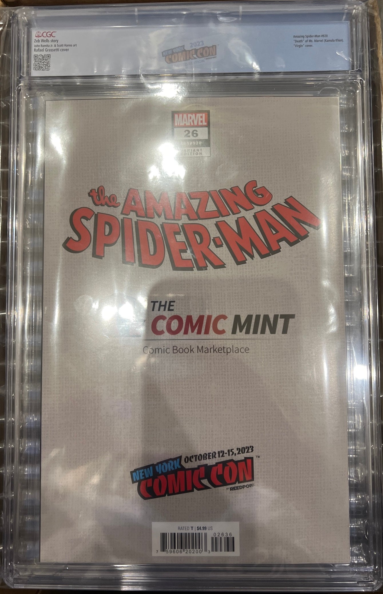 Amazing Spider-Man #26 CGC 9.8 (2022 7th Series) NYCC Edition by Rafael Grassetti w/ custom label