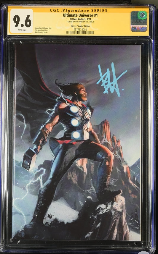 Ultimate Universe #1 CGC SS 9.6 (Marvel, 2024) Virgin Variant Signed By Ben Harvey