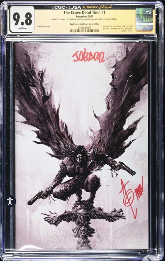 THE CROW: DEAD TIME #1 CGC SS X JSA 9.8 Signed By James O’Barr & Alan Quah (Quah Convention Spot Foil Variant, Sumerian 2024)