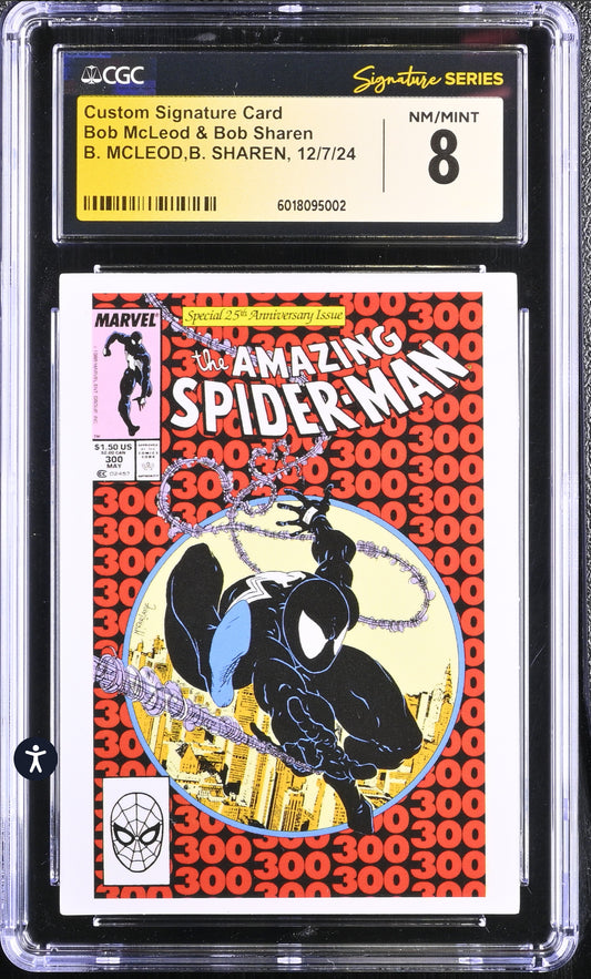 Amazing Spider-Man #300 CGC SS 8.0 McFarlane Toys Card Signed By Bob McLeod & Bob Sharen