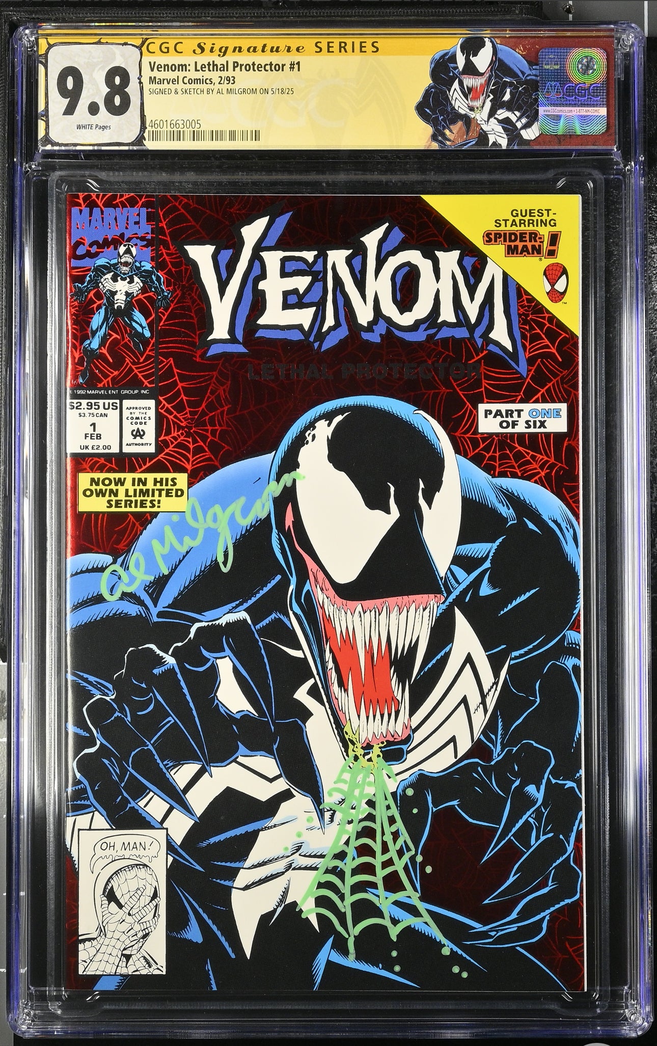 Venom: Lethal Protector #1 CGC SS 9.8 (Marvel, 1993) Signed & Sketch by Al Milgrom
