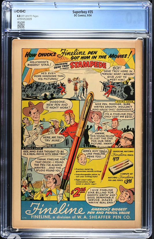 SUPERBOY #35 CGC 4.0 (DC, 1954) Golden Age Cómics