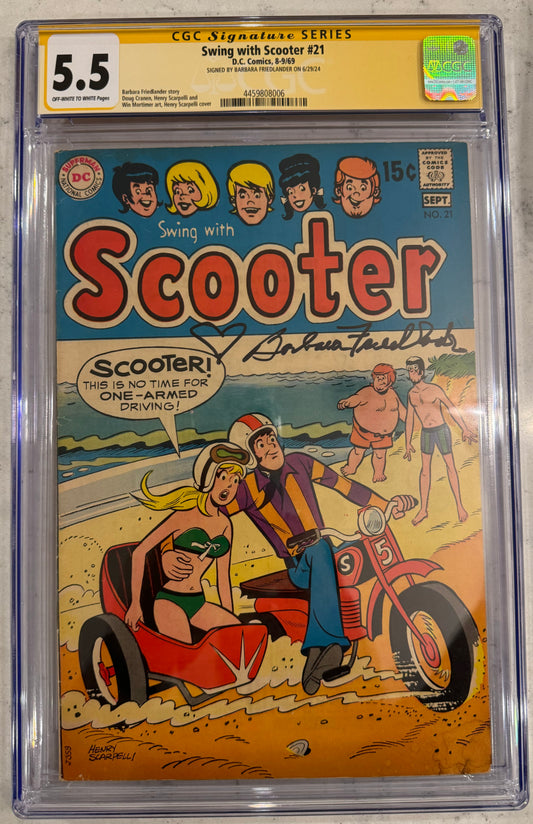 Swing with Scooter #21 CGC SS 5.5 (Dc Comics, 1969) Signed by Barbara Friedlander