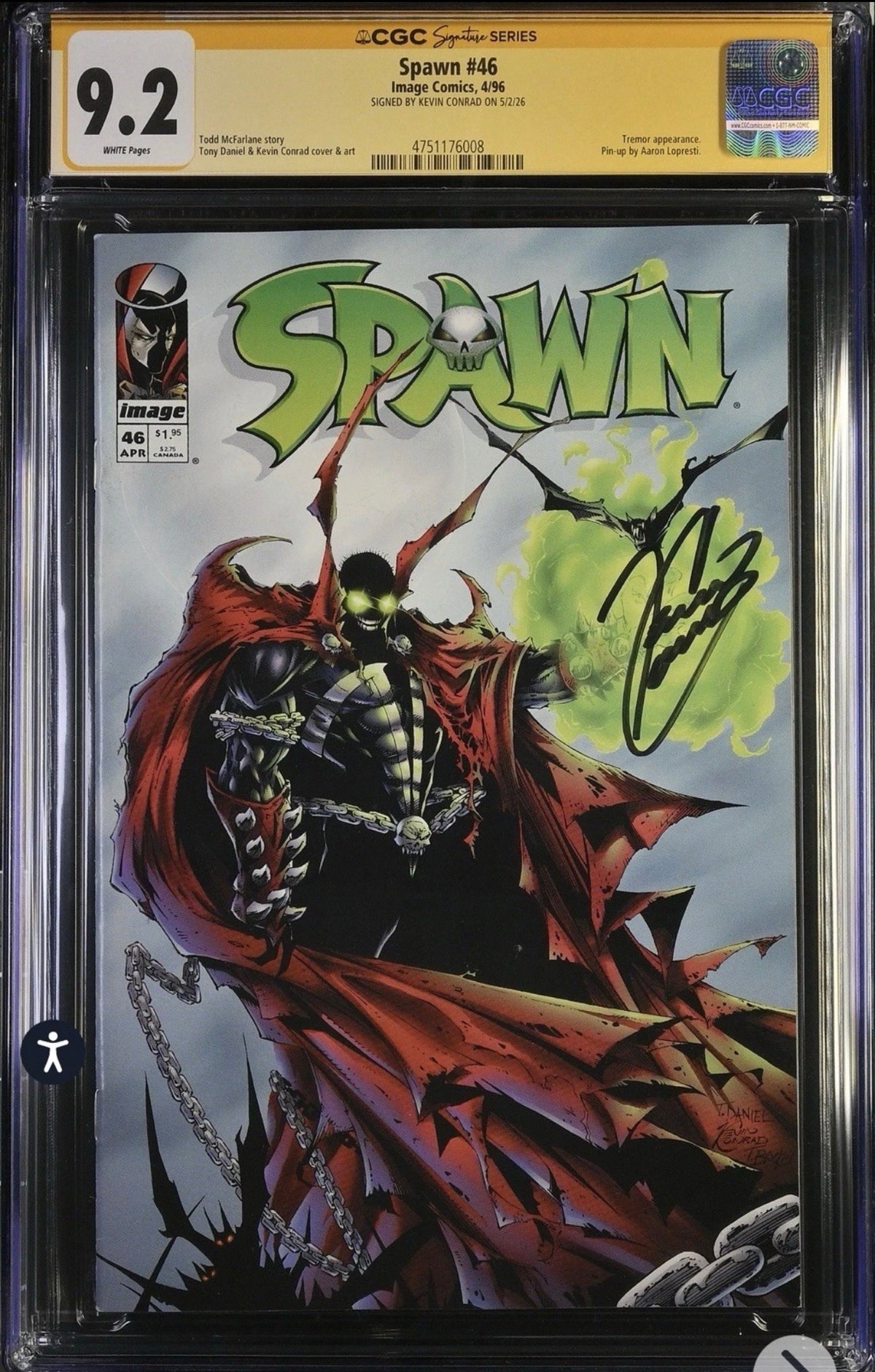 Spawn #46 CGC SS 9.2 Signed By Kevin Conrad (Image, 1996)