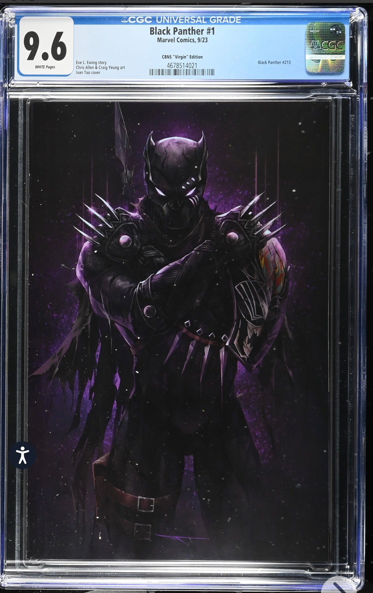 Black Panther #1 CGC 9.6 (2023 9th Series Marvel) Ivan Tao CBNS Exclusive Cover (Virgin)