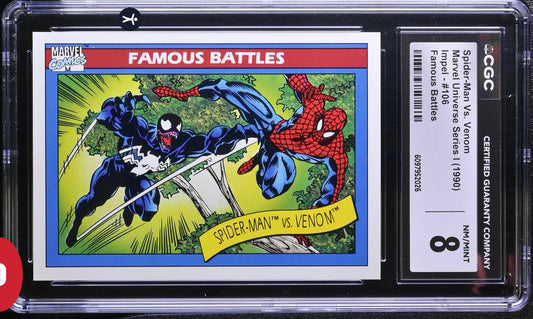 Spider-Man Vs. Venom CGC 8 (NM/Mint) Marvel Universe Series I (1990) Impel #106 Famous Battles CGC CARDS