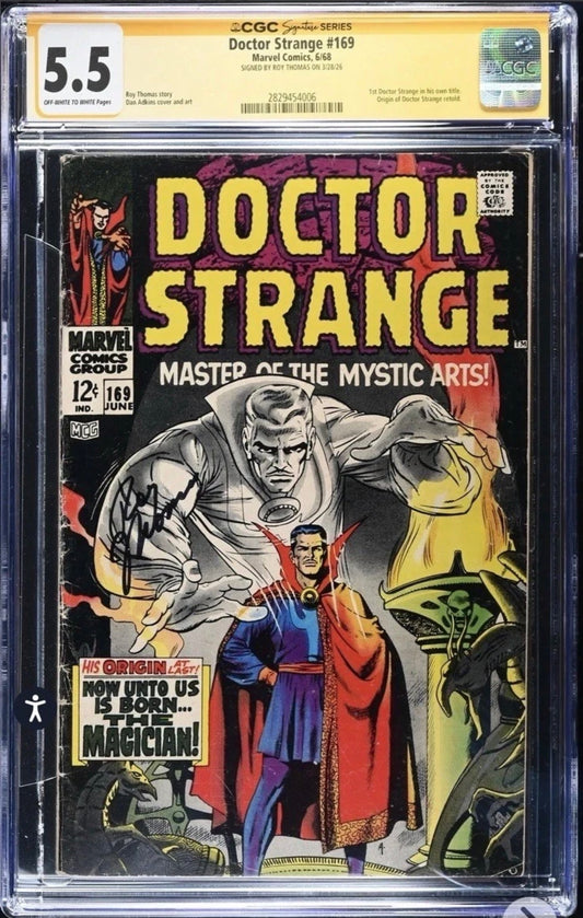 Doctor Strange #169 CGC SS 5.5 Signed By Roy Thomas (Marvel, 1968)