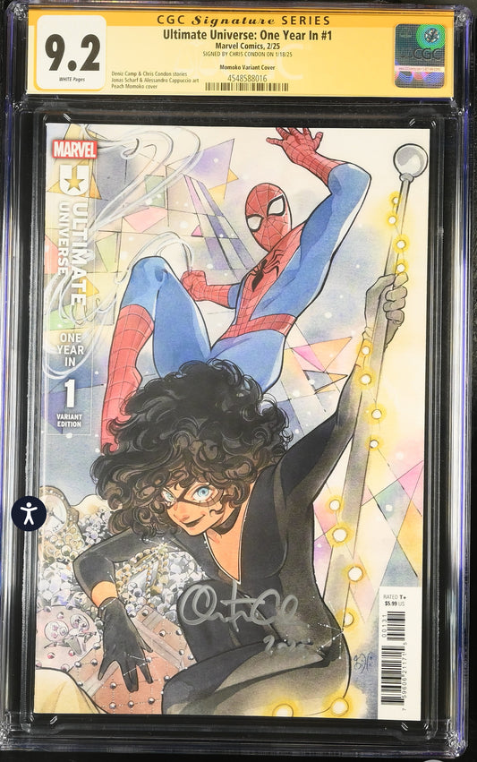 ULTIMATE UNIVERSE ONE YEAR IN #1 CGC SS 9.2 Signed By Chris Condon (Peach Momoko Variant)