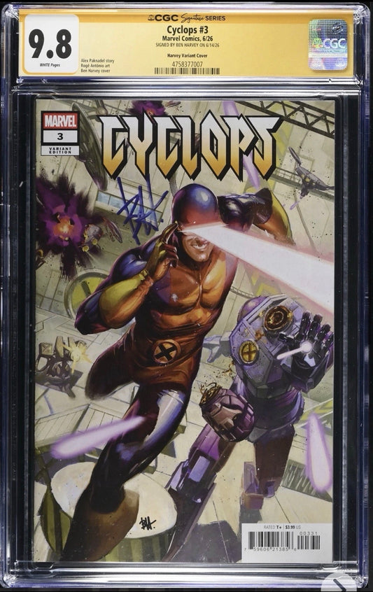 Cyclops #3 CGC SS 9.8 Signed By Ben Harvey (Marvel, 2026) Variant Cover