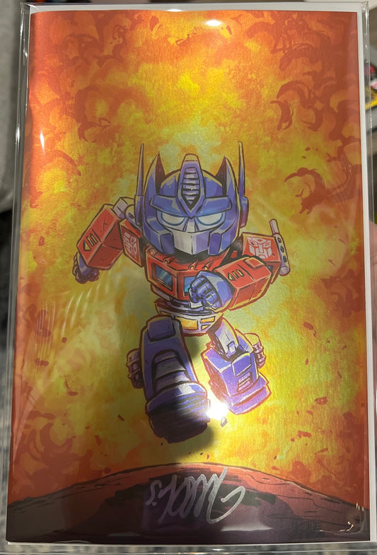 Transformers #1 (2nd Print Foil) by Skottie Young signed by Skottie w/ Certificate of Authenticity