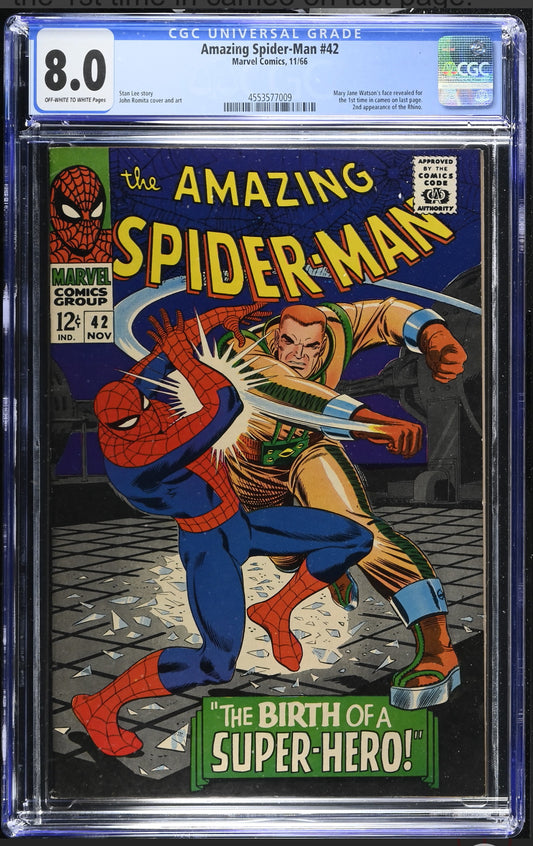 Amazing Spider-Man #42 CGC 8.0 (Marvel, 1966) Mary Jane Watson Face Revealed