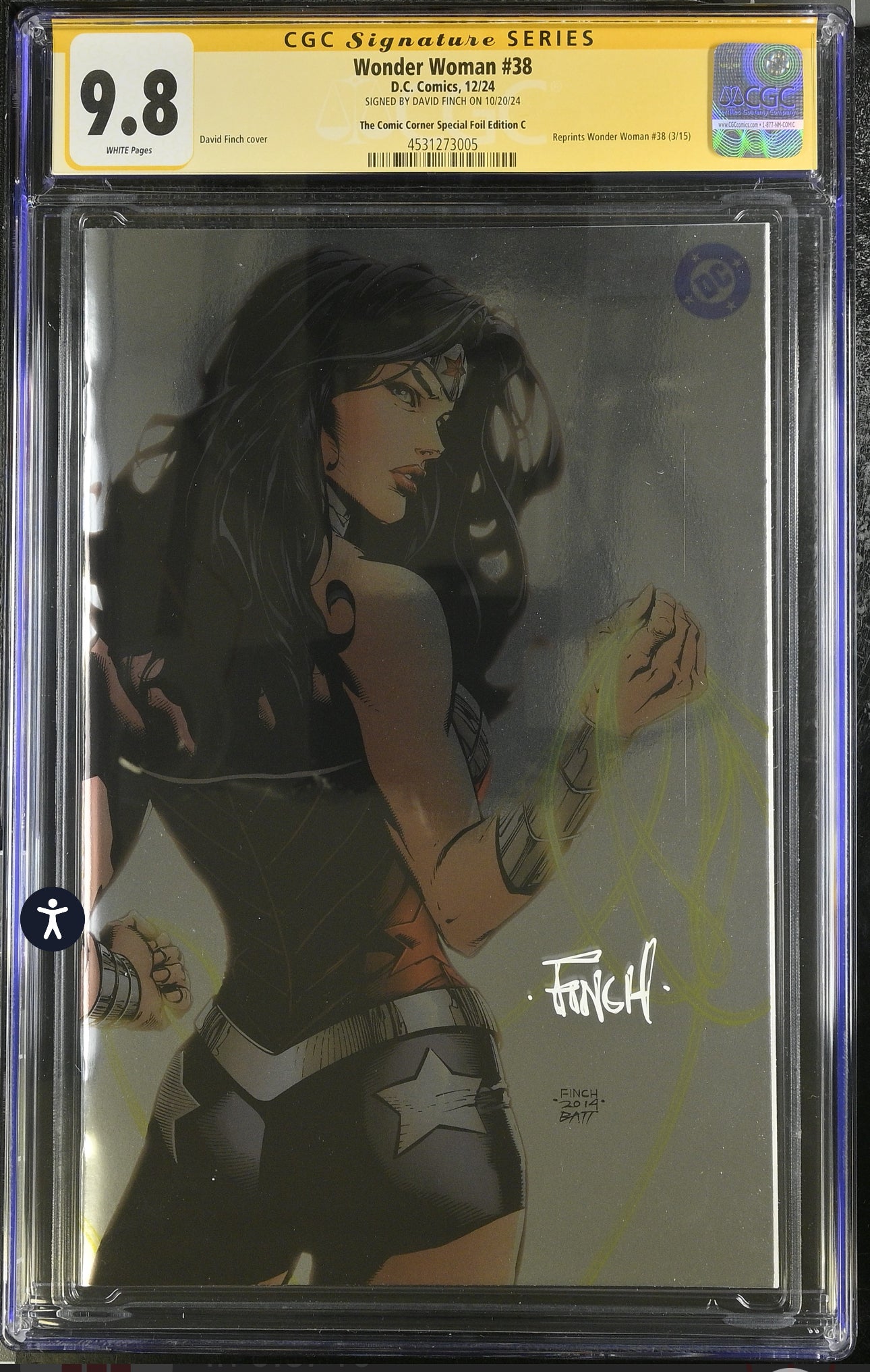 WONDER WOMAN #38 CGC SS 9.8 (DC, 2024) Finch Foil NYCC Variant Signed By David Finch