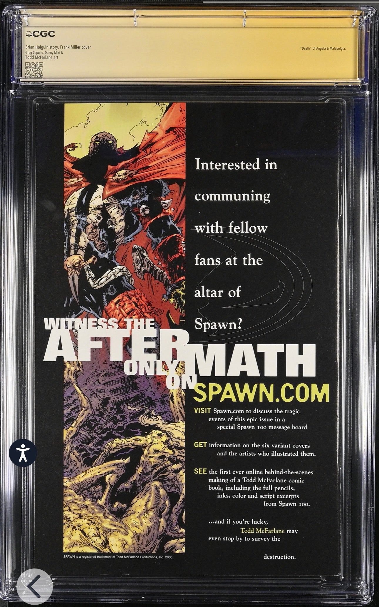 Spawn #100 CGC SS 9.8 (Image, 2000) Signed By Frank Miller & Todd McFarlane (Miller Variant)