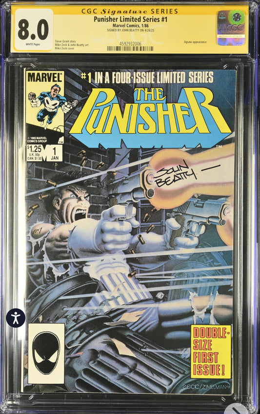 Punisher #1 (Limited Series) CGC SS 8.0 ( Marvel, 1986) Signed By John Beatty