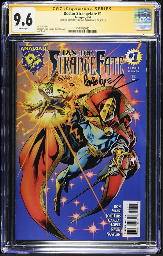 Doctor StrangeFate #1 CGC SS 9.6 (Amalgam, 1996) Signed & Sketch by Jose Luis Garcia-Lopez