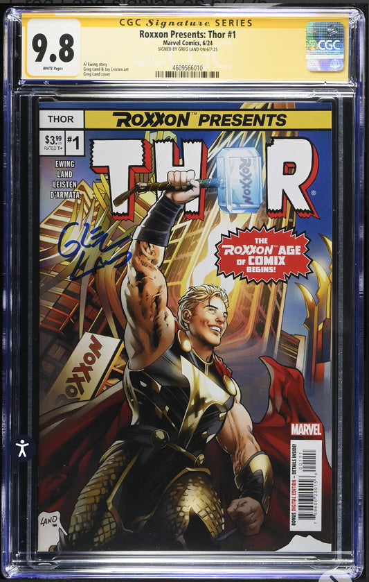 Roxxon Presents Thor #1 CGC SS 9.8 Signed By Greg Land (Marvel,2024)