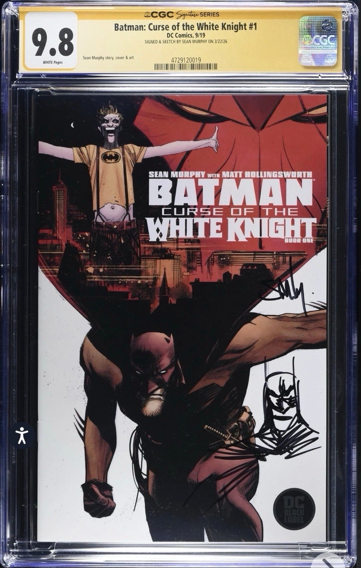 BATMAN: CURSE OF THE WHITE KNIGHT #1 CGC SS 9.8 Signed & Sketch By Sean Murphy (DC, 2019)