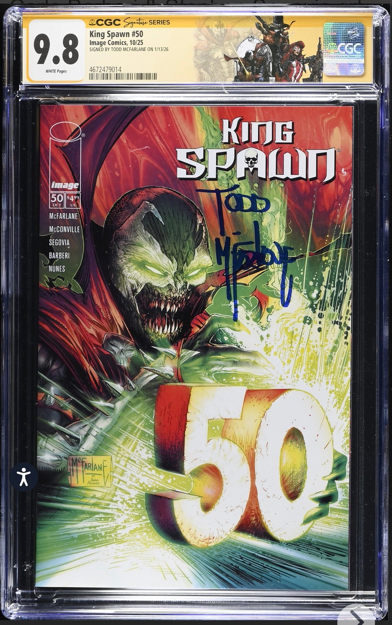 King Spawn #50 CGC SS 9.8 (Image, 2025) Signed by Todd McFarlane with Custom Label
