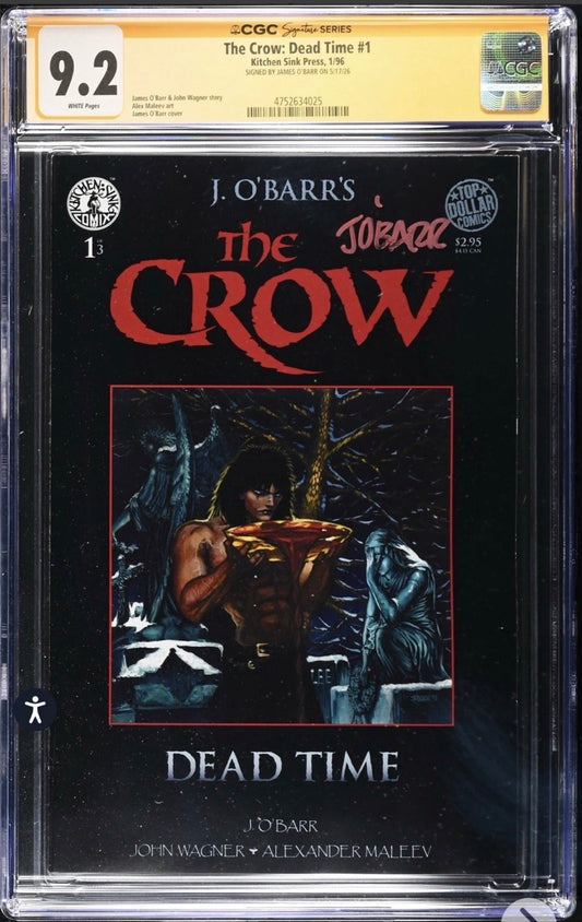 THE CROW: DEAD TIME #1 CGC SS 9.2 Signed By James O’Barr (Kitchen Sink, 1996)