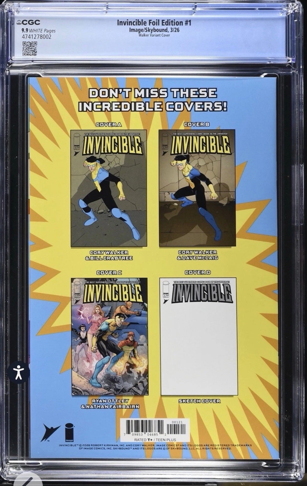 Invincible Foil Edition #1 CGC 9.9 Image/Skybound, 2026) VS Lunar Variant