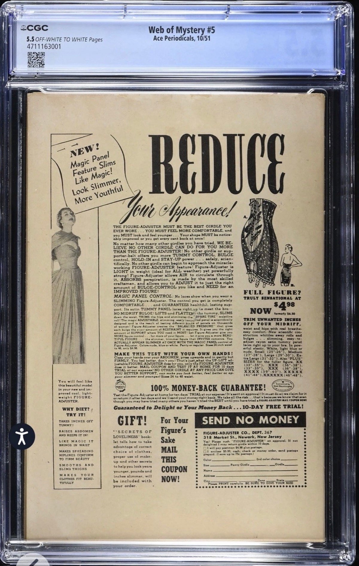 WEB OF MYSTERY #5 CGC 5.5 (Ace Periodicals, 1951) Pre Code Golden Age Horror