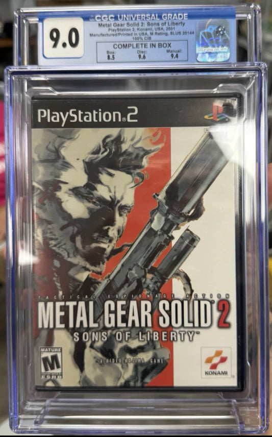 Metal Gear Solid 2: Sons of Liberty CGC 9.0 PS2 , 2001 Box 8.5 Disc 9.6 Man 9.4 (Video Game)