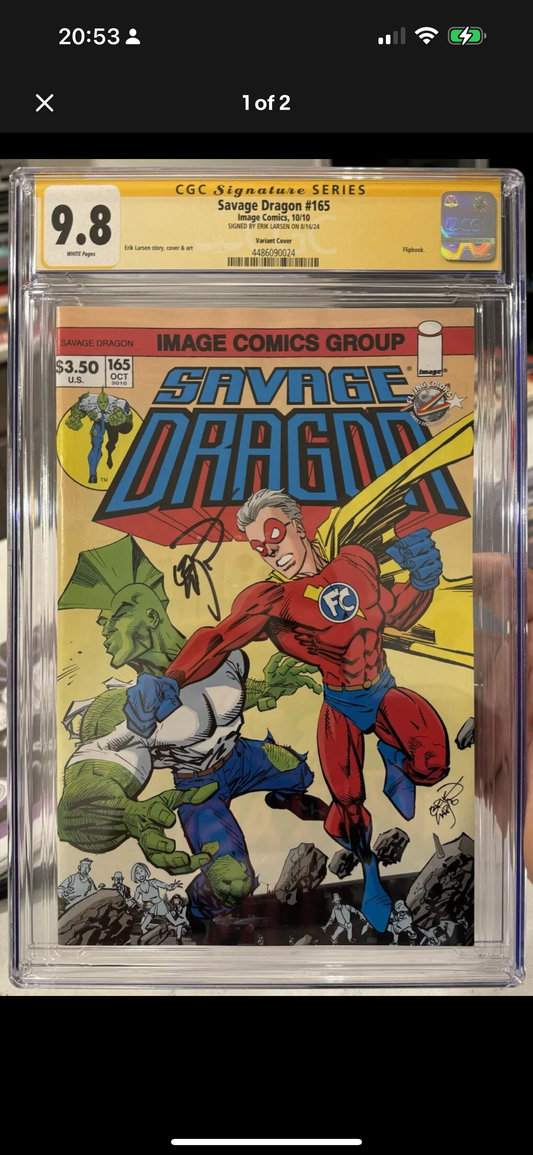 Savage Dragon #165 CGC SS 9.8 (Image Comics)  (Flying Colors Variant) Signed by Erik Larsen