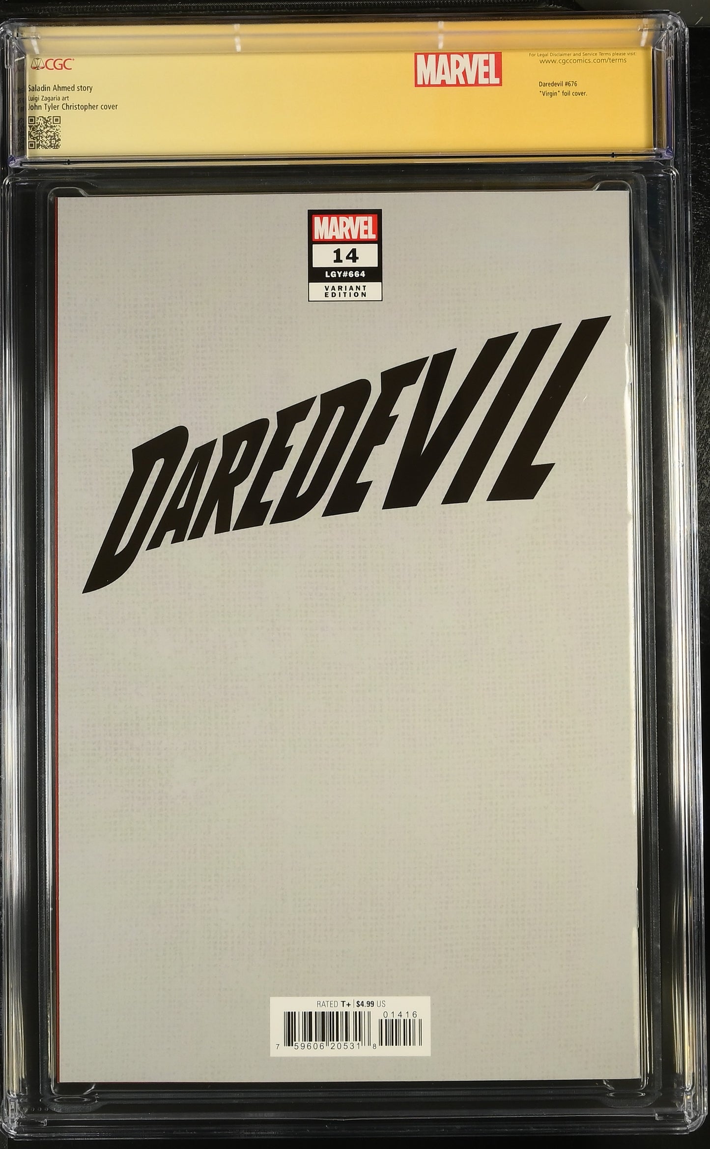 Daredevil #14 CGC SS 9.8 NYCC JTC Foil Signed By John T Christopher (With Custom Label)