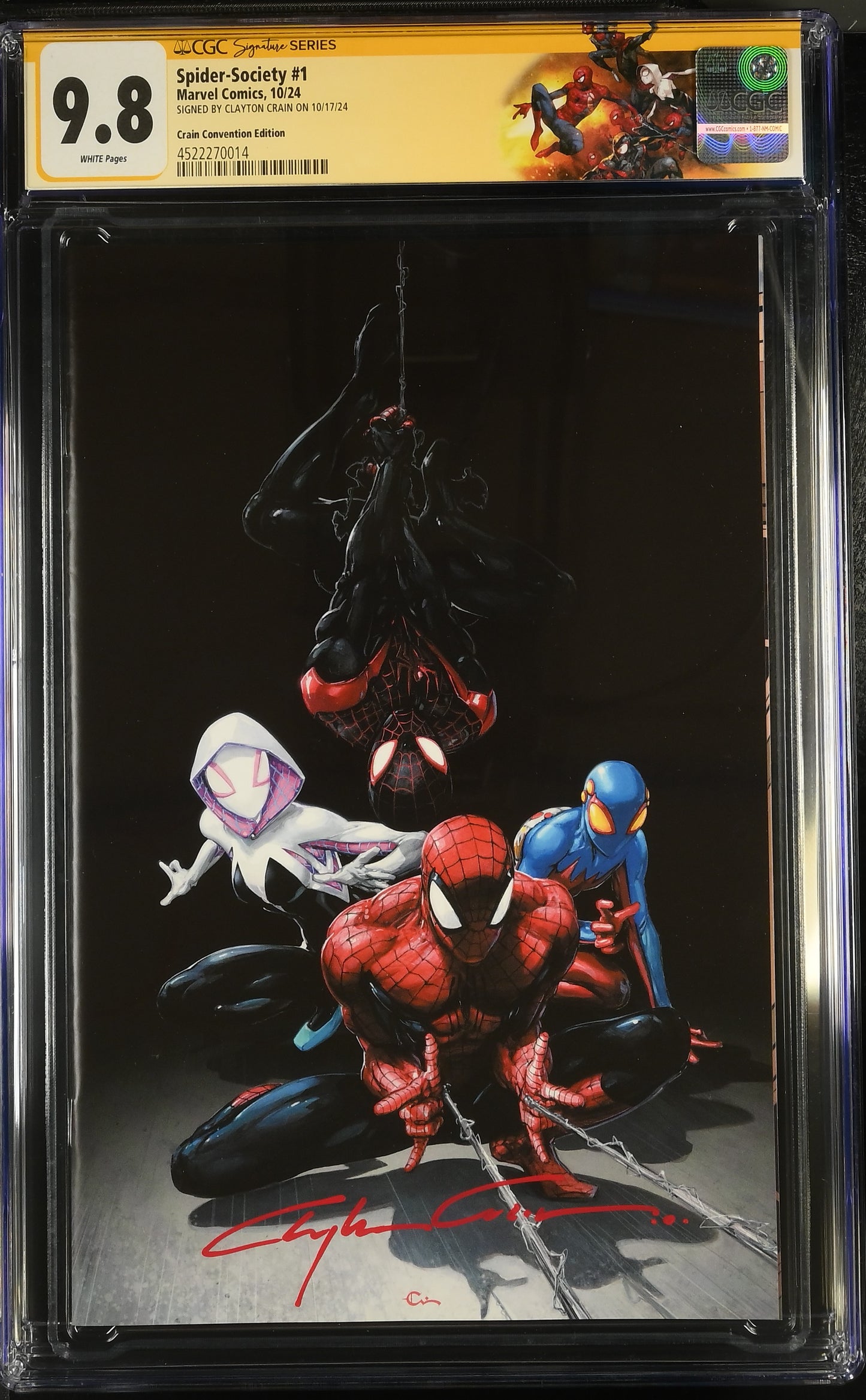 Spider-Society #1 CGC SS 9.8 (Marvel, 24) Crain Edition Signed By Clayton Crain W/ Custom Label