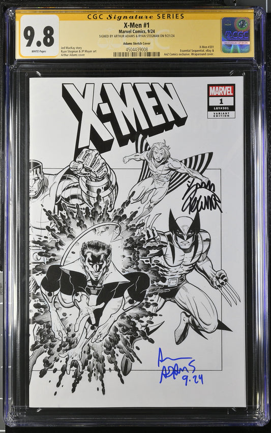 X-MEN #1 CGC SS 9.8 (Marvel, 2024) Adams Sketch Variant Signed By Arthur Adams & Ryan Stegman