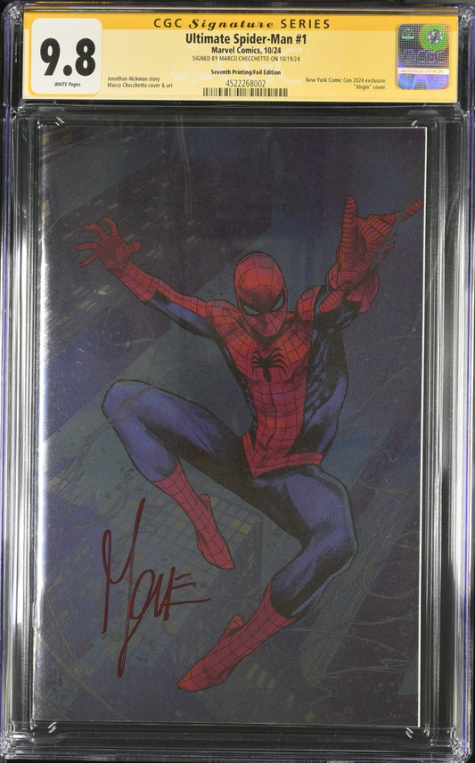 ULTIMATE SPIDER-MAN #1 CGC SS 9.8 NYCC FOIL VARIANT SIGNED By Marco Checchetto