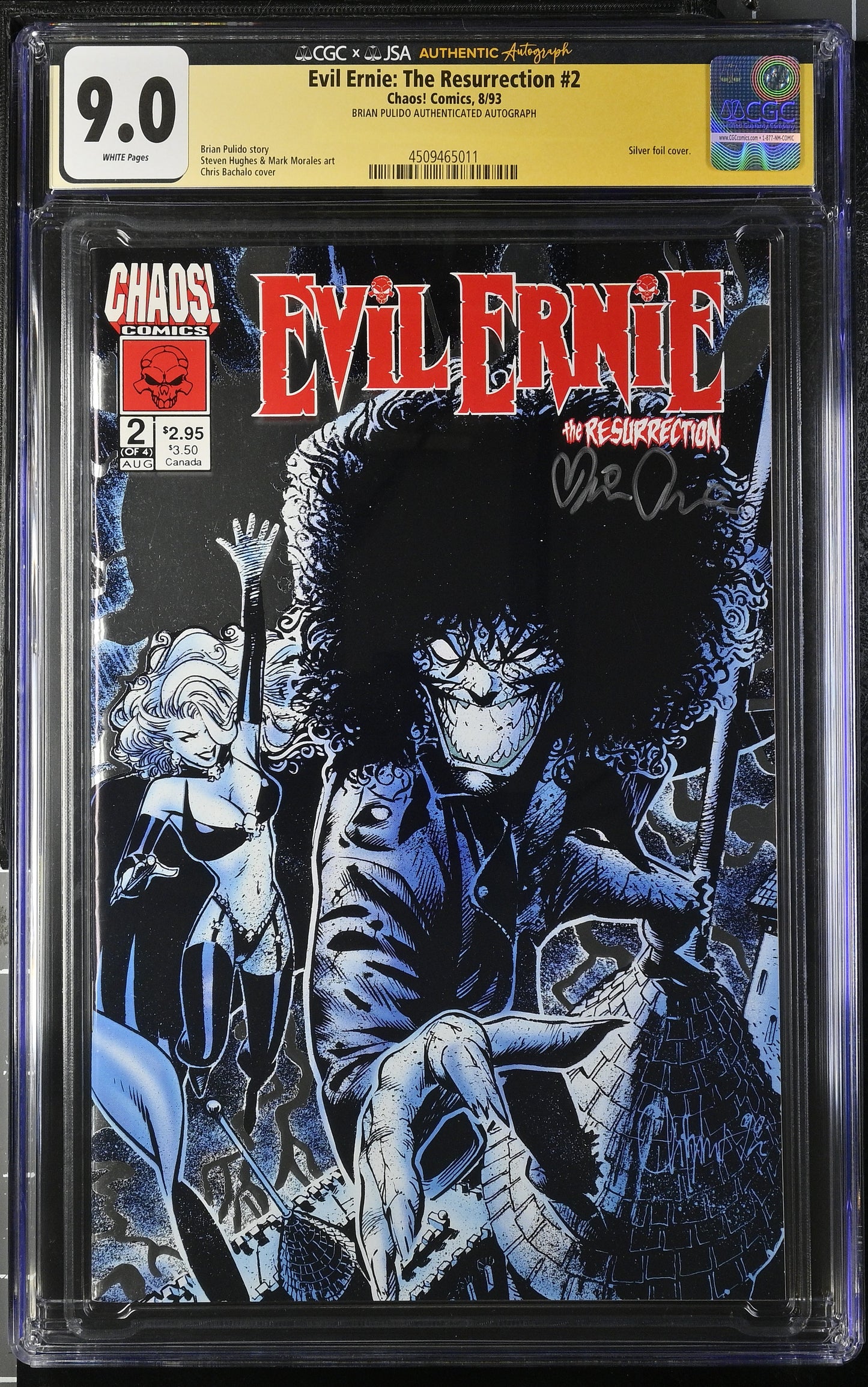 Evil Ernie: The Resurrection #2 CGC X JSA 9.0 (Chaos! Comics, 1993) Signed By Brian Pulido