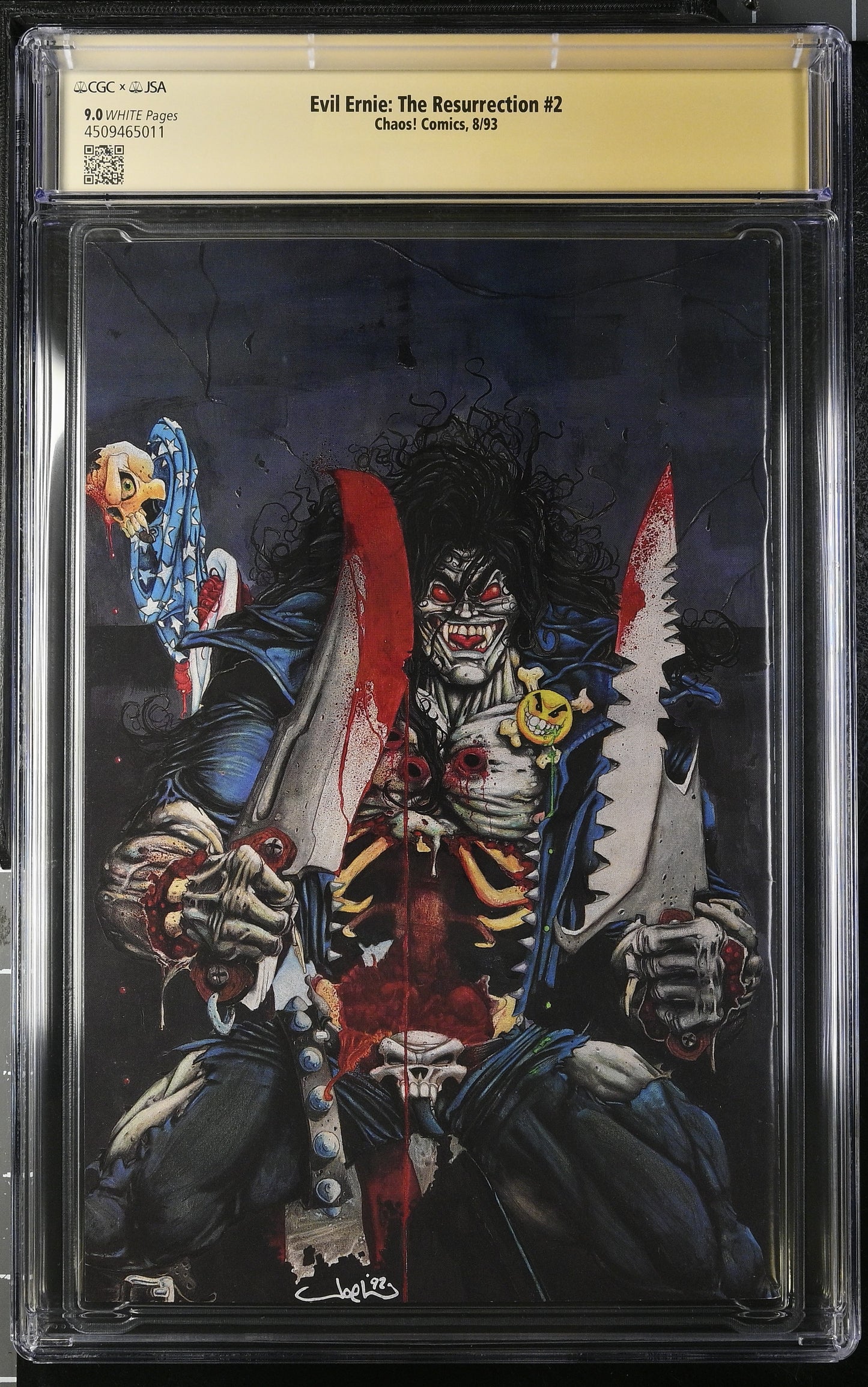 Evil Ernie: The Resurrection #2 CGC X JSA 9.0 (Chaos! Comics, 1993) Signed By Brian Pulido