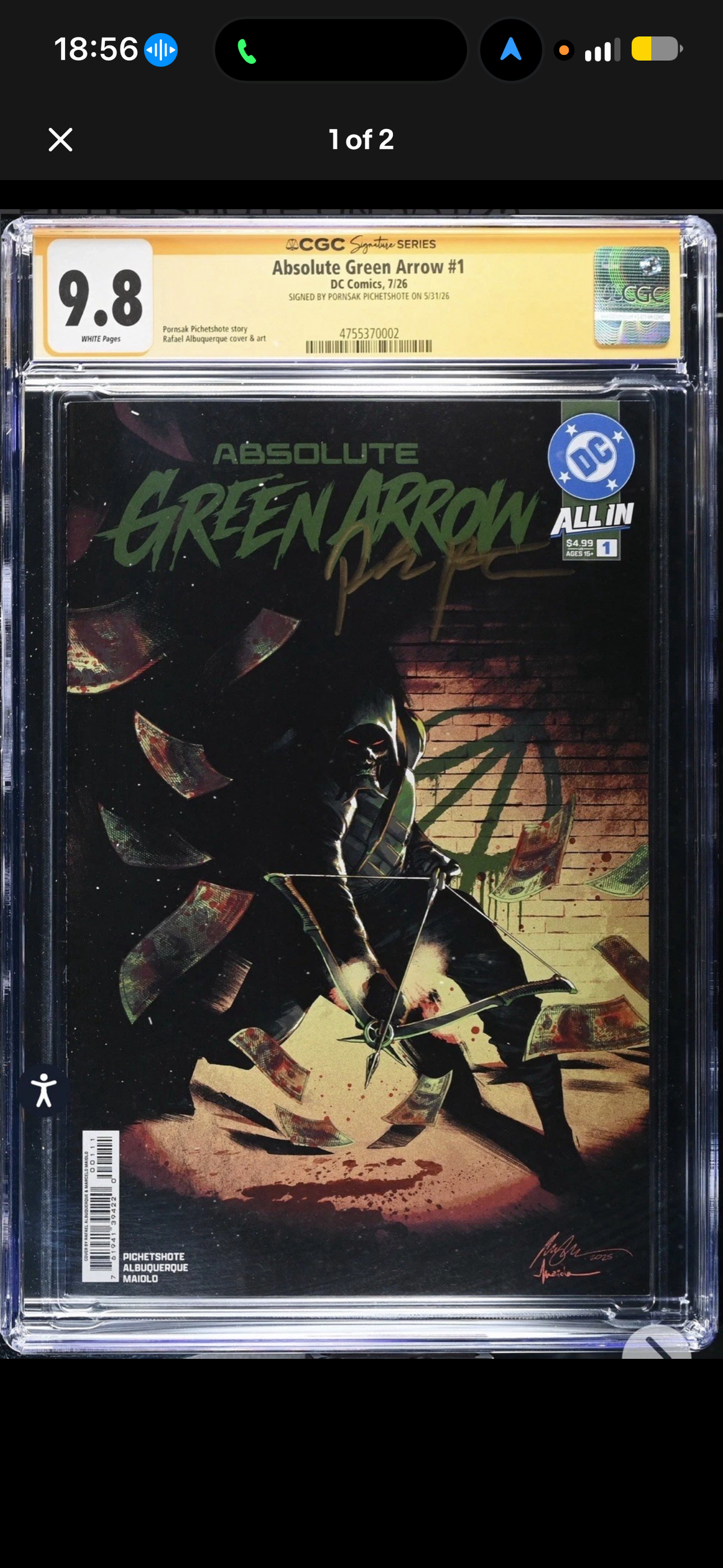 Absolute Green Arrow #1 CGC SS 9.8 Signed By Pornsak Pitchetshote in Gold Marker (DC, 2026)