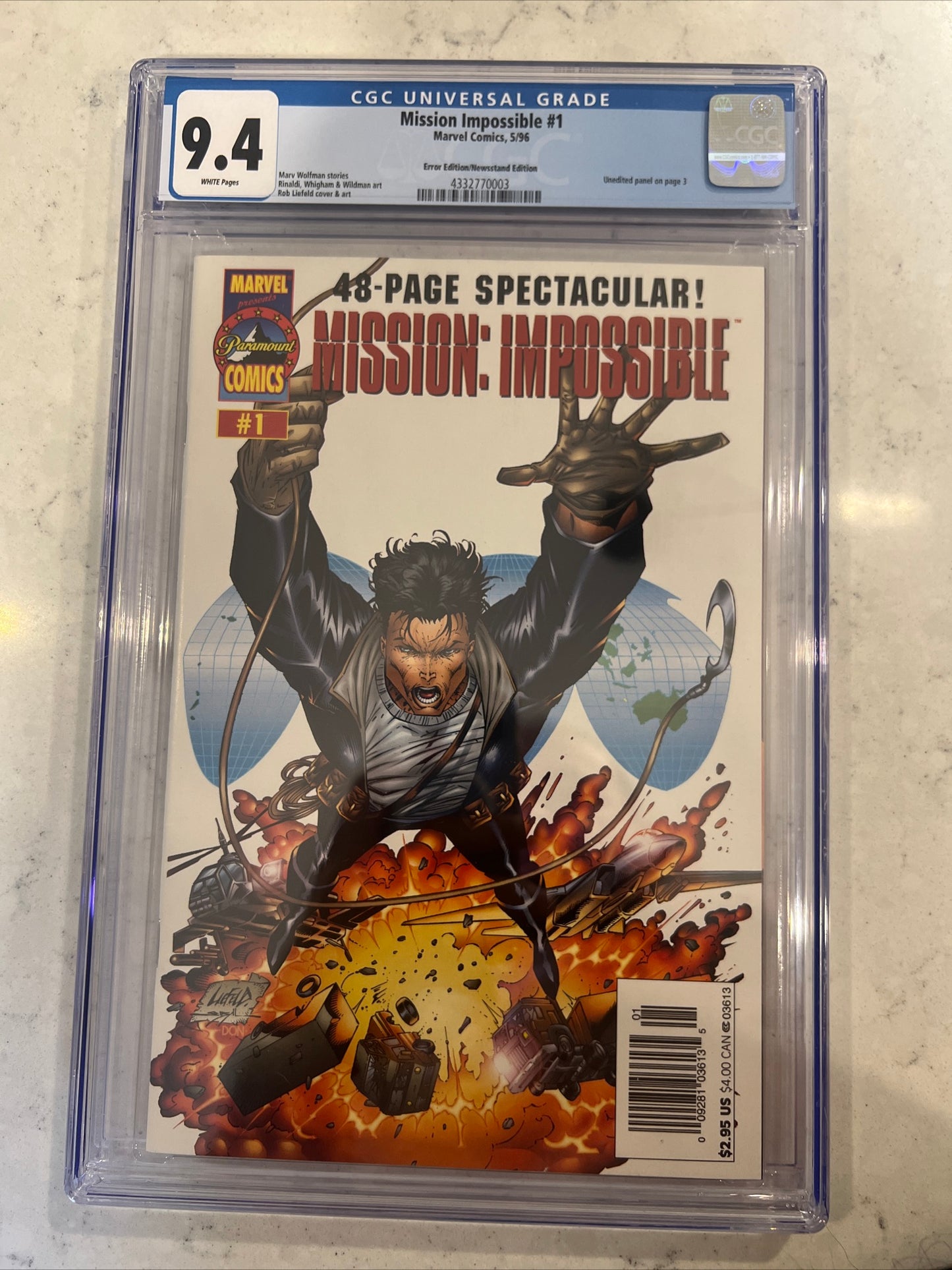 Mission Impossible #1 CGC 9.4 (Error Edition/Newsstand Edition) Marvel 1996