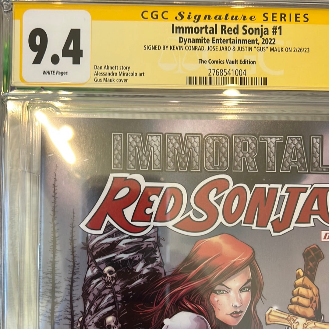 Immortal Red Sonja #1 CGC SS 9.4 Signed by Kevin Conrad, Jose Jaro, Gus Mauk (The Comics Vault Edition)