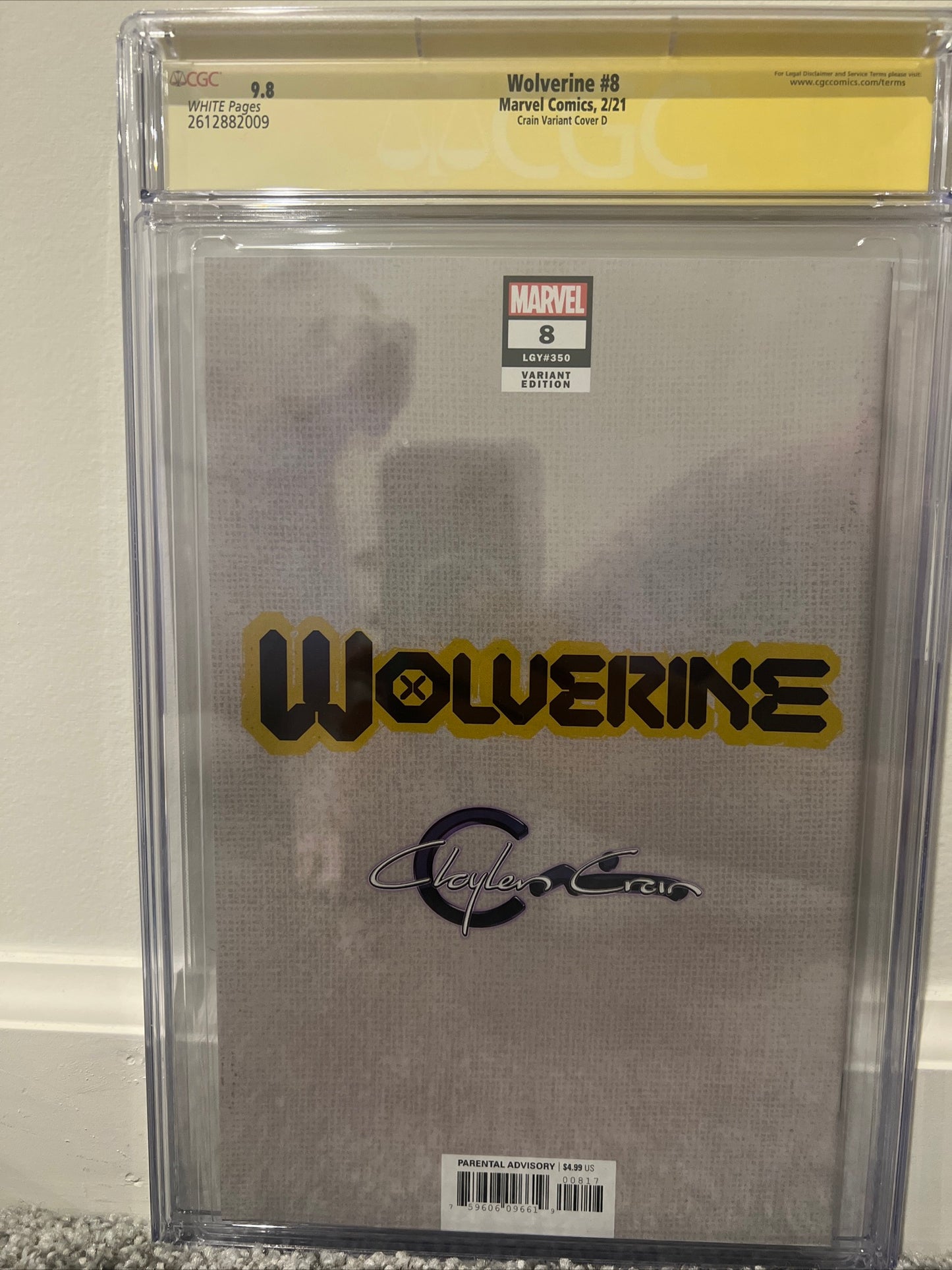 Wolverine #8 (6th Series) CGC SS 9.8 (Clayton Crain Virgin Cover D) Signed by Clayton Crain