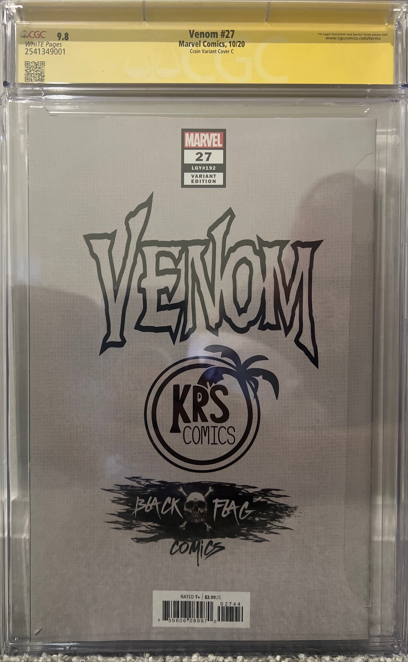 Venom #27 CGC SS 9.8 Signed by Clayton Crain (Crain Variant Virgin Cover C)